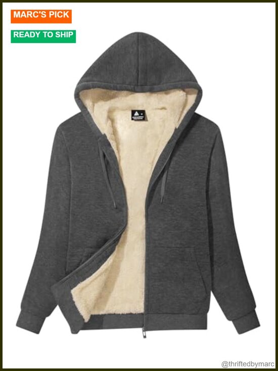Jackets & Blazers - SWISSWELL Women's Full Zip Sherpa Lined Fleece Hoodie Jacket - New